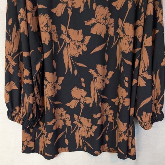 Halogen Womens Size XL Black Brown Floral Knit Top Career Whimsygoth Boho Autumn - Picture 8 of 15